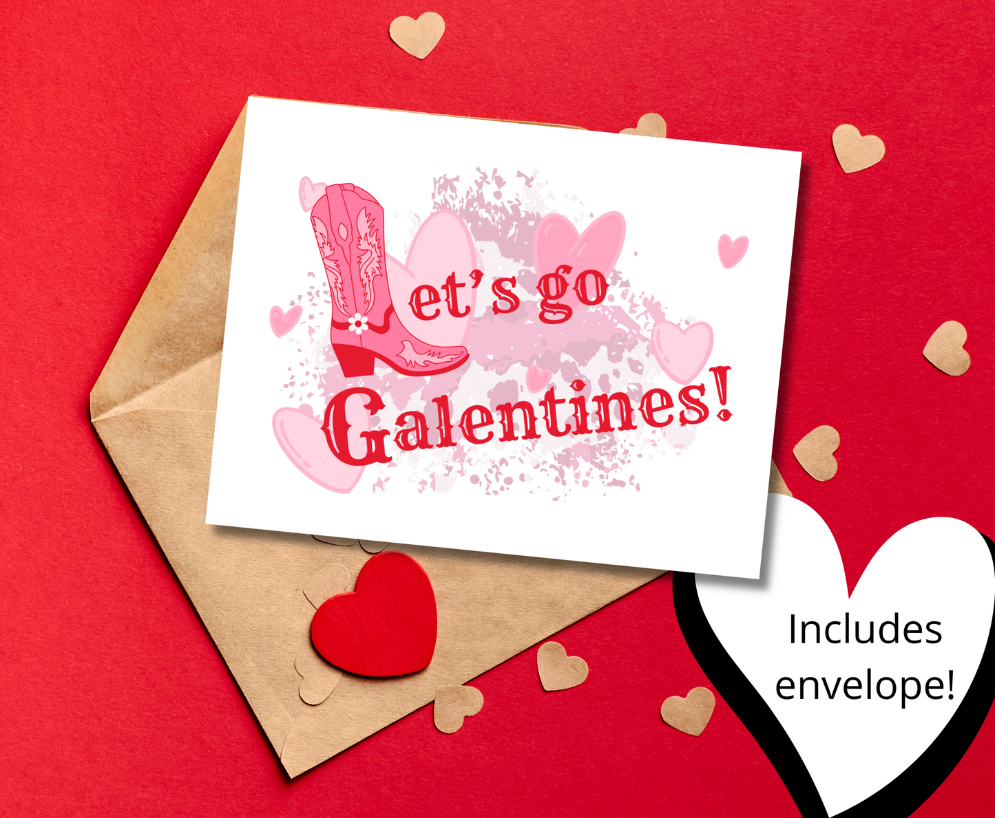 Cute Pink Galentine's Day Western Love Greeting Card For Friend Sibling Kid Anyone