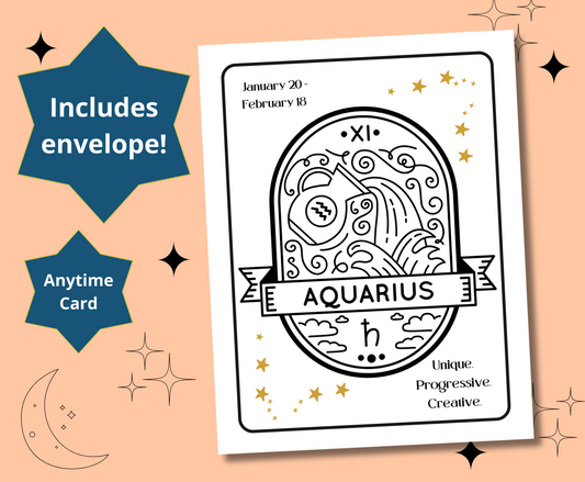 AQUARIUS Tarot Zodiac Astrology Birthday Anytime Greeting Card