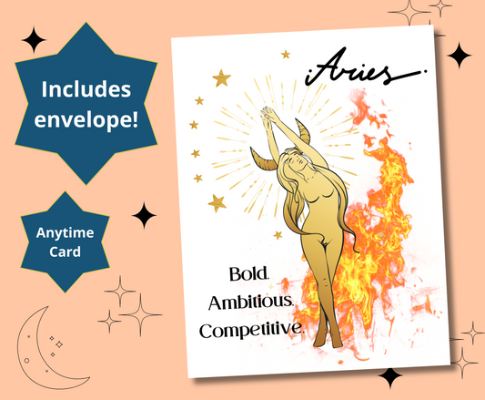 ARIES Zodiac Astrology Birthday Anytime Greeting Card