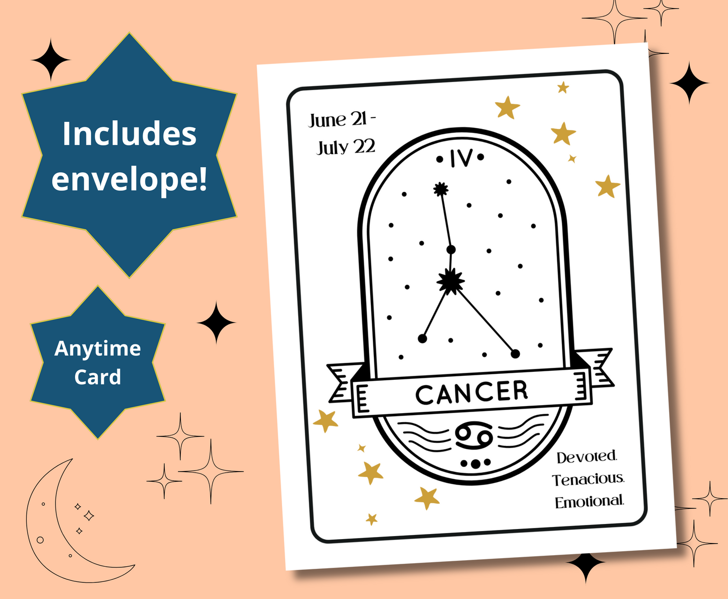 CANCER Tarot Zodiac Astrology Birthday Anytime Greeting Card