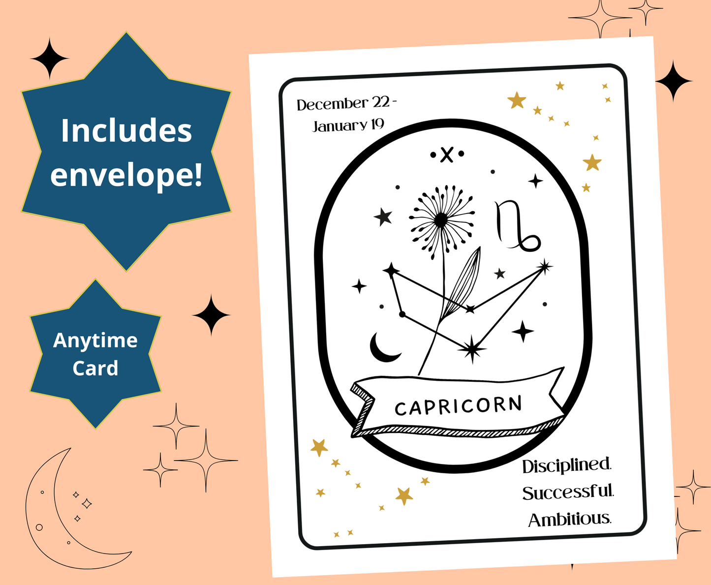 CAPRICORN Tarot Zodiac Astrology Birthday Anytime Greeting Card