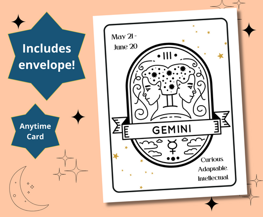 GEMINI Tarot Zodiac Astrology Birthday Anytime Greeting Card