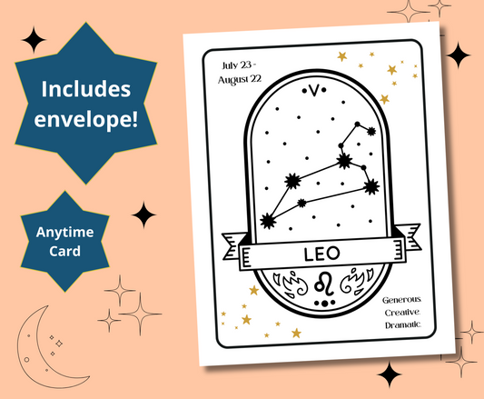 LEO Tarot Zodiac Astrology Birthday Anytime Greeting Card