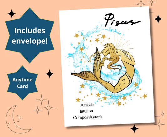 PISCES Zodiac Astrology Birthday Anytime Greeting Card