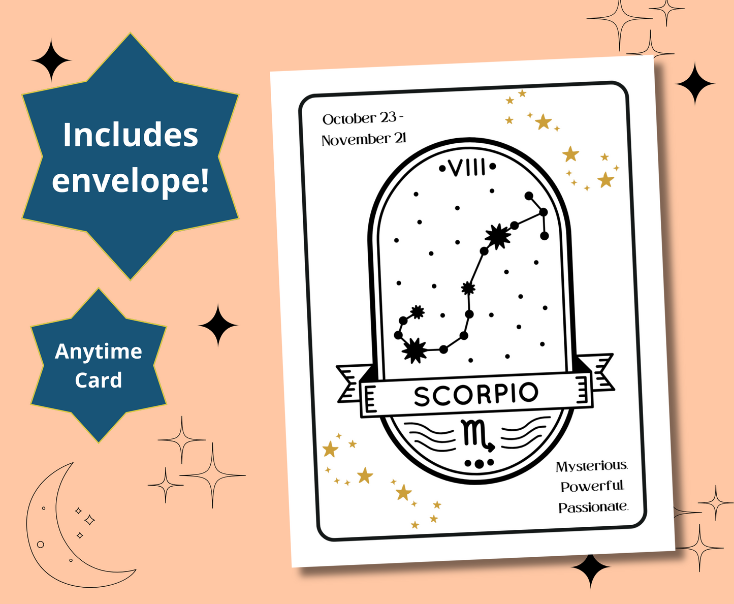 SCORPIO Tarot Zodiac Astrology Birthday Anytime Greeting Card