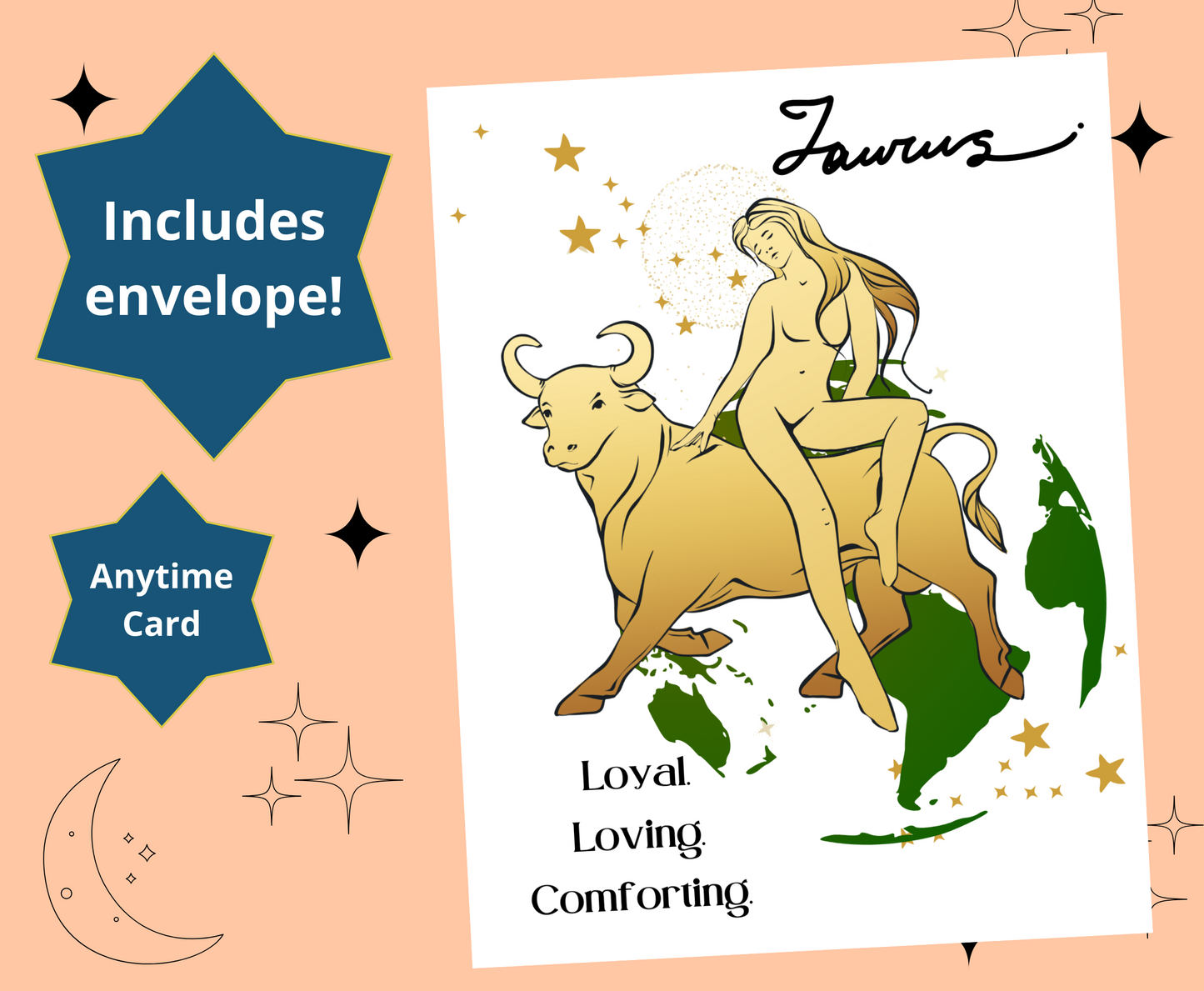 TAURUS Zodiac Astrology Birthday Anytime Greeting Card