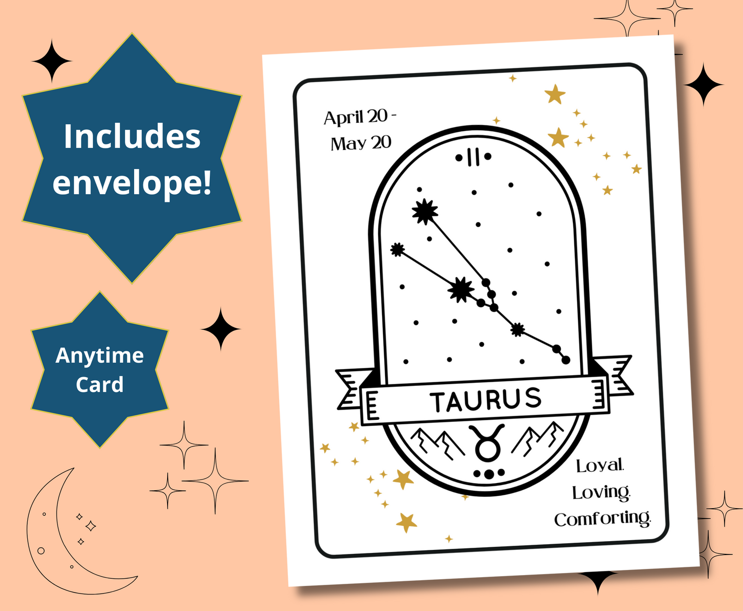 TAURUS Tarot Zodiac Astrology Birthday Anytime Greeting Card