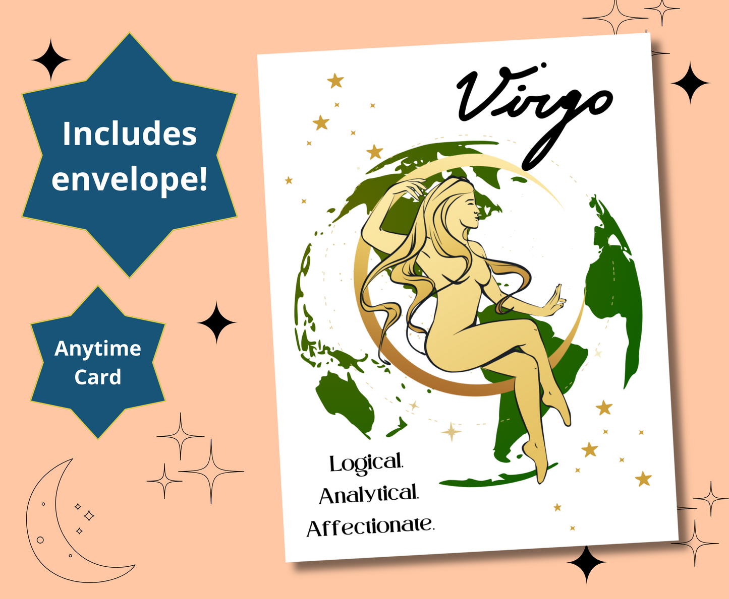 VIRGO Zodiac Astrology Birthday Anytime Greeting Card