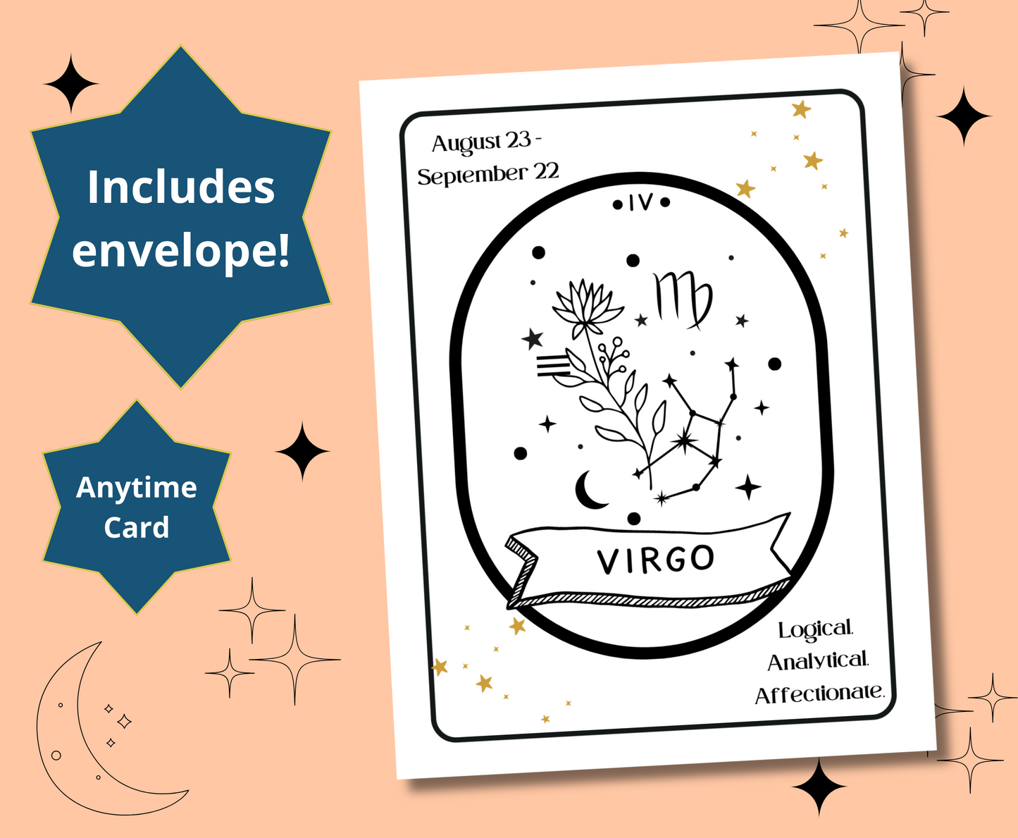 VIRGO Tarot Zodiac Astrology Birthday Anytime Greeting Card