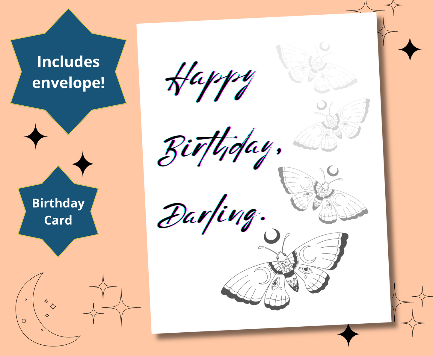 Death Moth Witchy Birthday Greeting Card