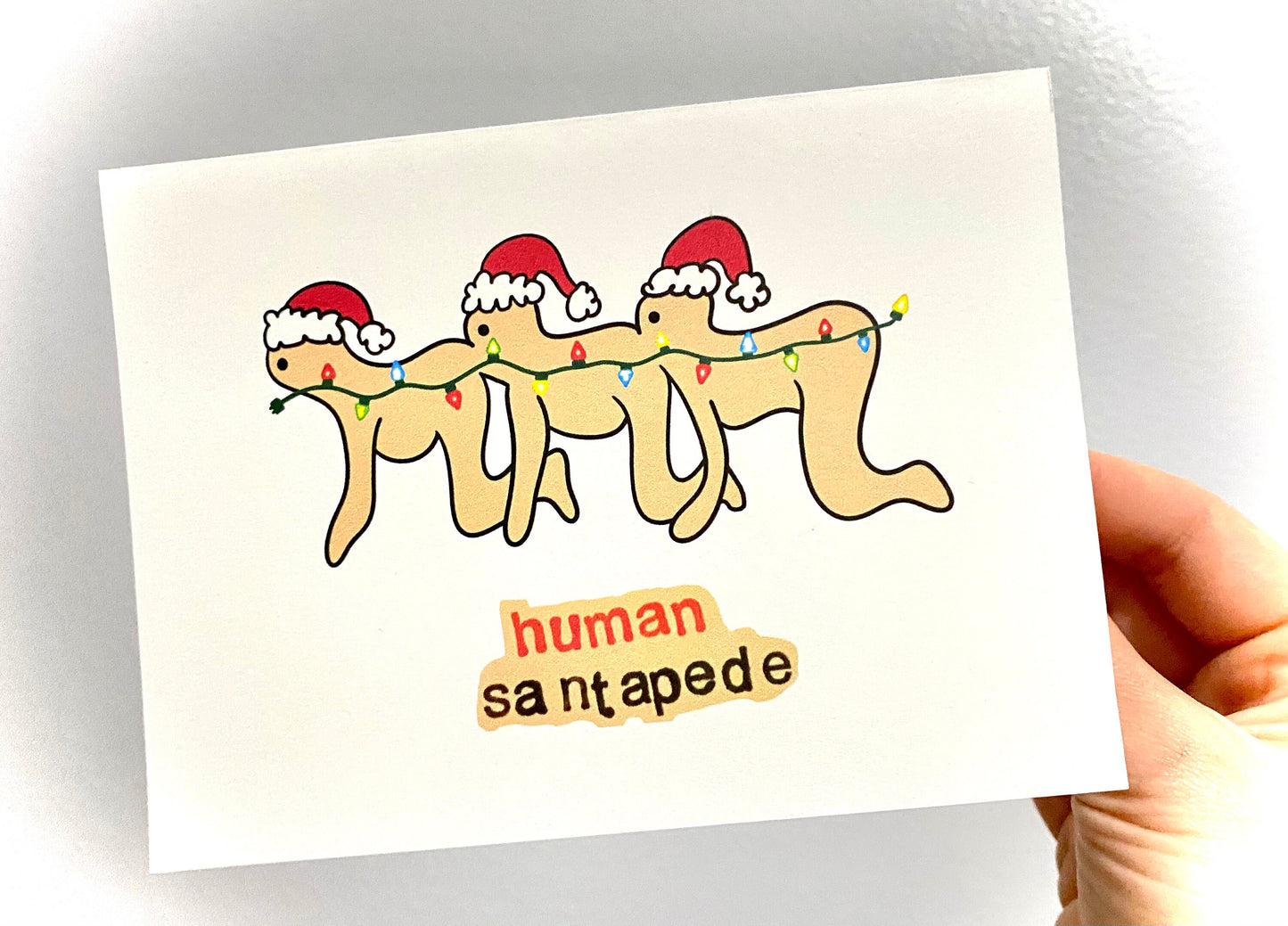 Human Centipede Santapede Horror Funny Christmas Holiday Greeting Card