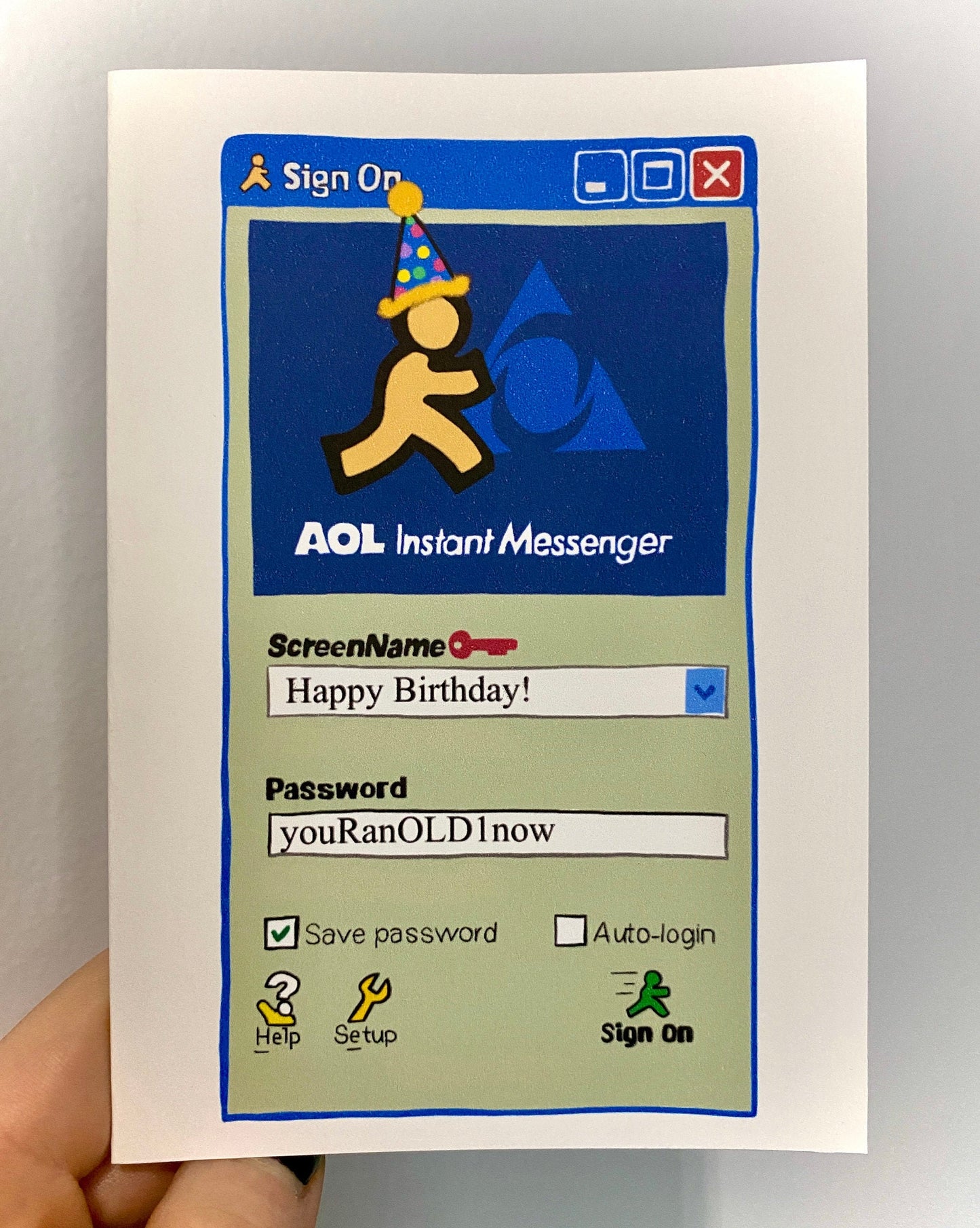 INSTANT Download! Print At Home! AOL AIM Nostalgia Funny Birthday Card