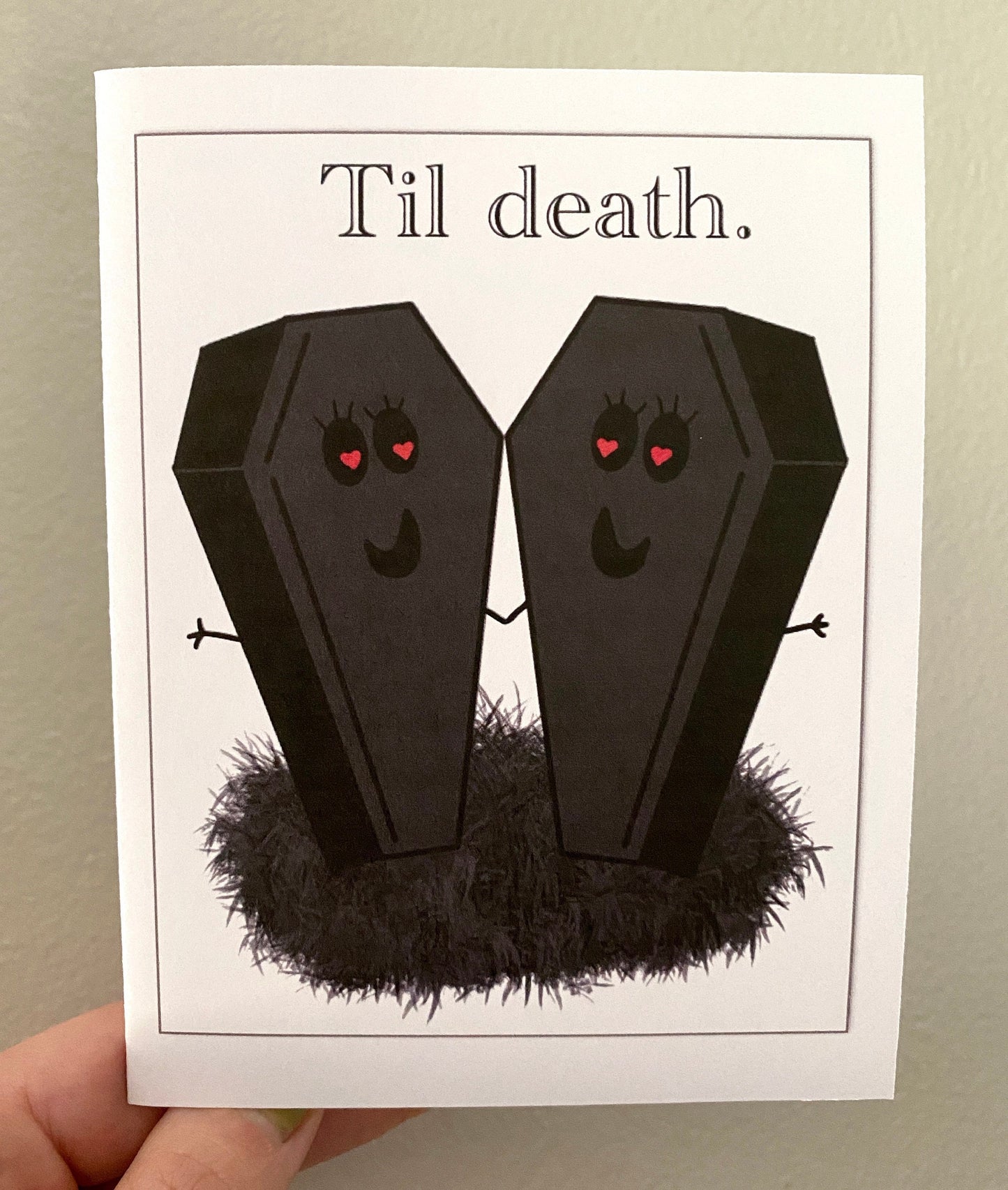 INSTANT DOWNLOAD! Print At Home! Gothic Horror Coffin Cute Wedding Love Card