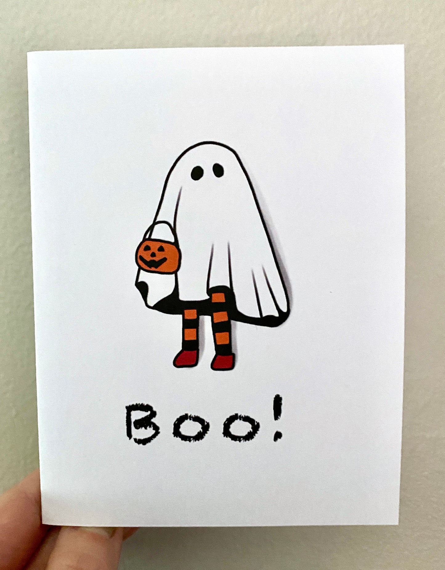 Cute Halloween Sheet Ghost Boo Greeting Card