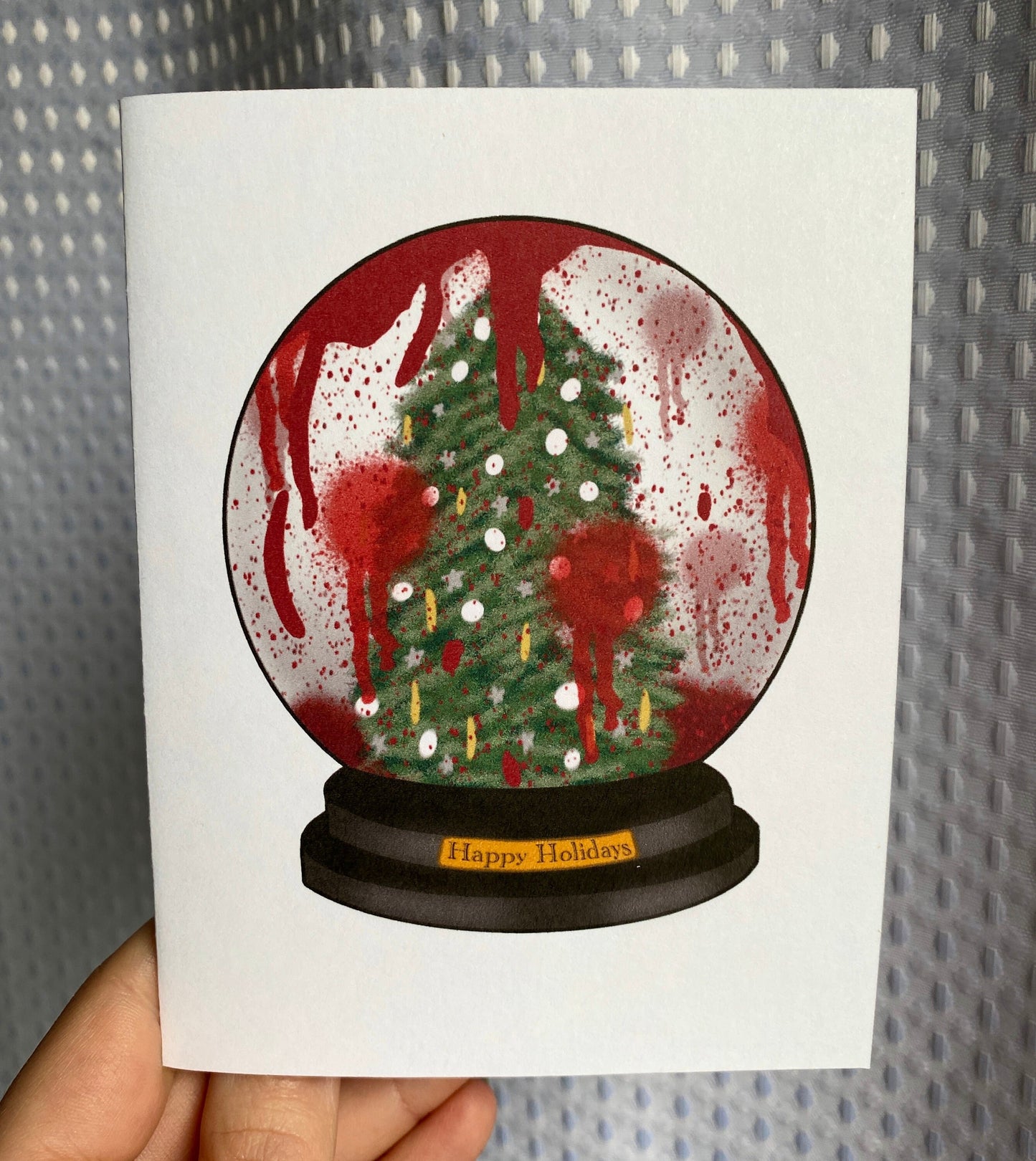 Blood Snow Globe Horror Happy Holidays Christmas Greeting Card