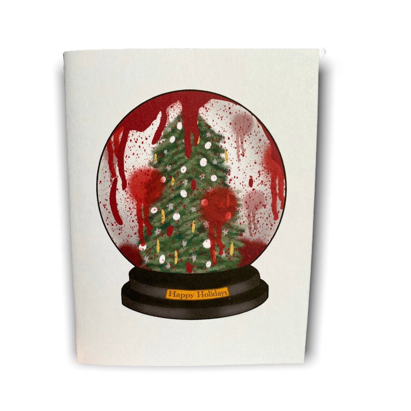 Blood Snow Globe Horror Happy Holidays Christmas Greeting Card