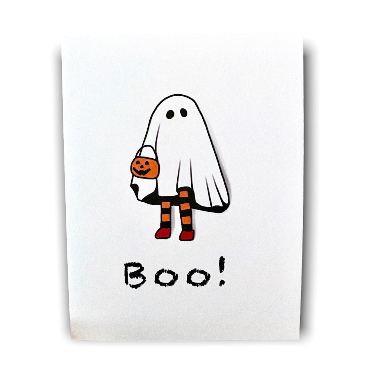 Cute Halloween Sheet Ghost Boo Greeting Card