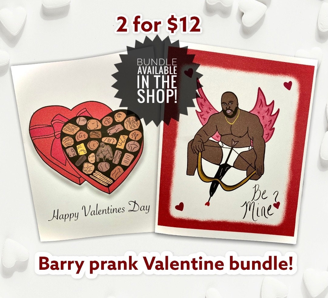 INSTANT DOWNLOAD! Print At Home! Barry Prank Chocolate Heart Love Valentines Day Card