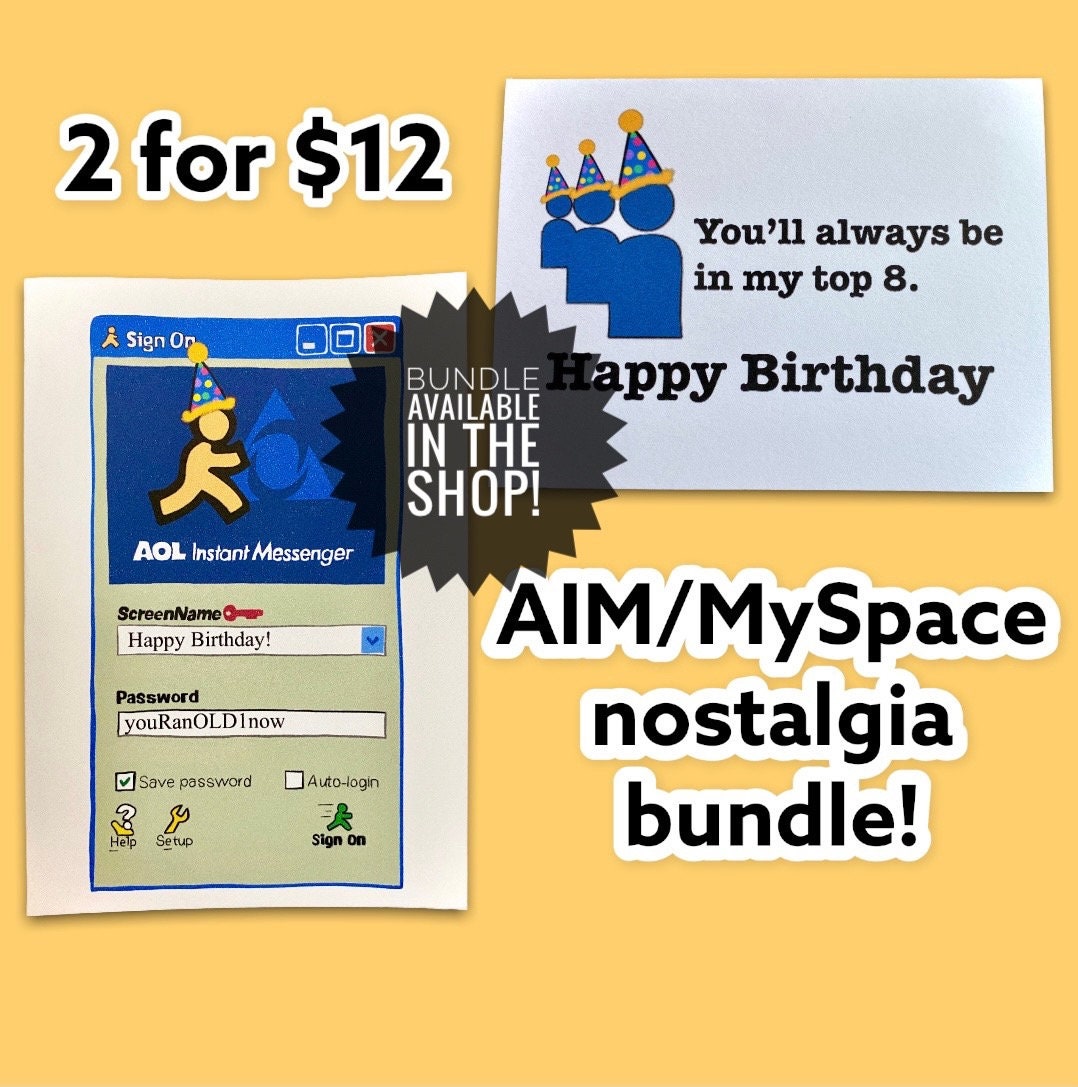 INSTANT Download! Print At Home! AOL AIM Nostalgia Funny Birthday Card