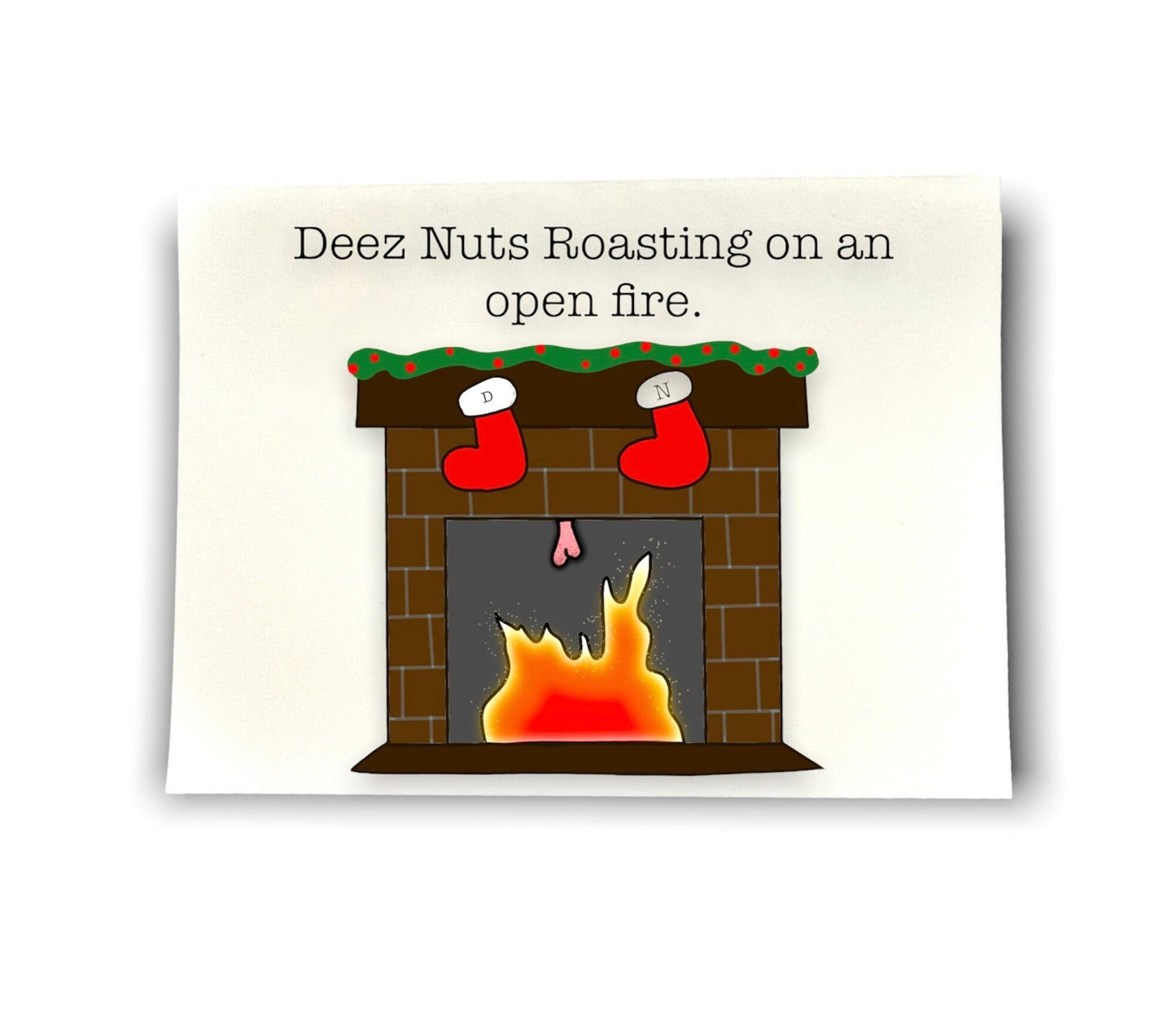 INSTANT DOWNLOAD! Print At Home! Deez Nuts Joke Funny Inappropriate Christmas Holiday Card