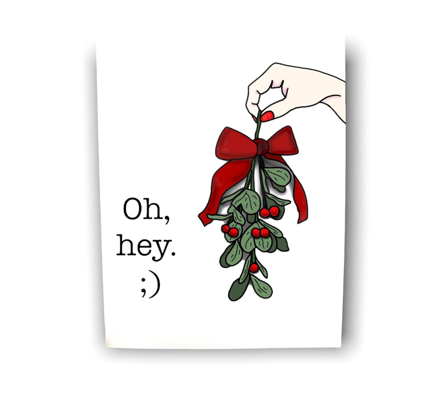 Funny Mistletoe Wink Suggestive Holiday Christmas Greeting Card