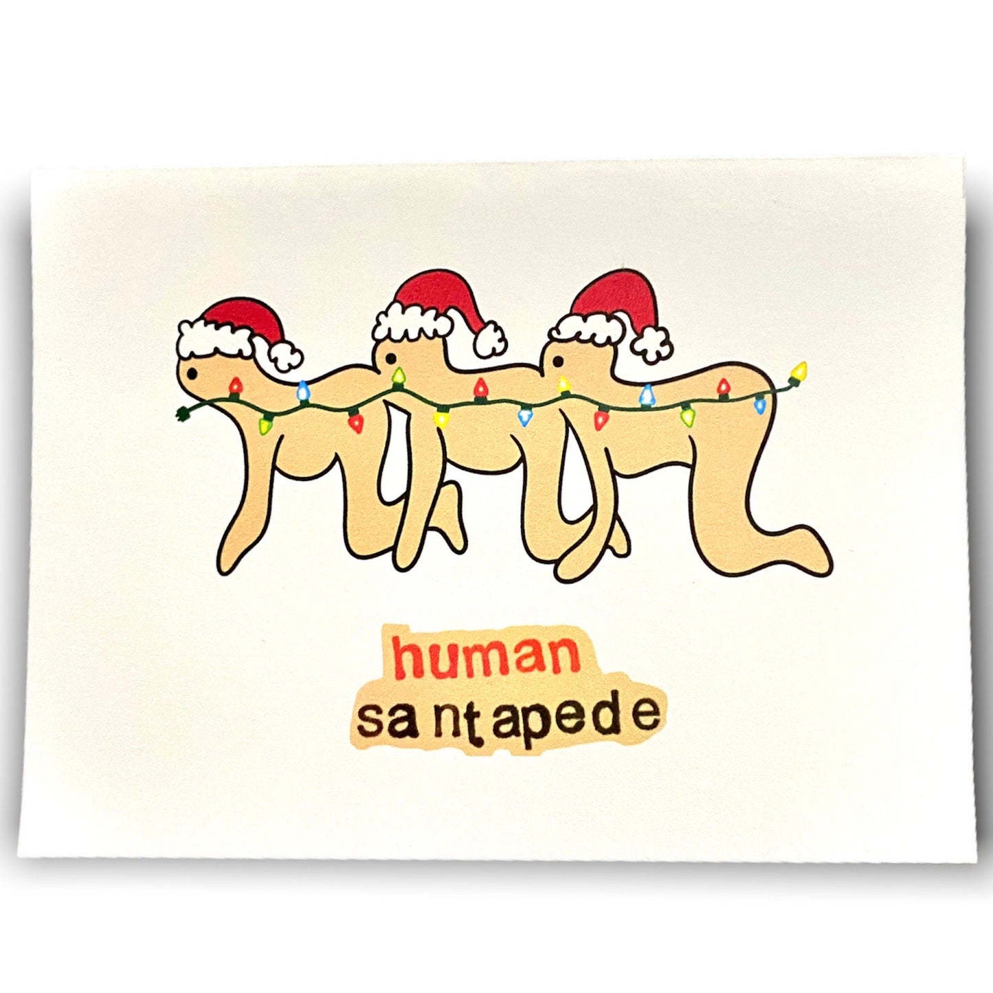 Human Centipede Santapede Horror Funny Christmas Holiday Greeting Card