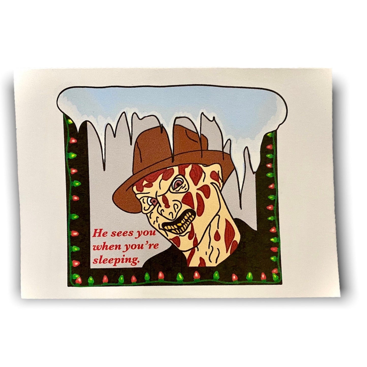 INSTANT DOWNLOAD! Print At Home! Festive Freddy Kreuger Funny Horror Holiday Card