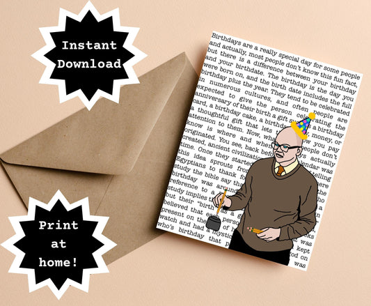 INSTANT DOWNLOAD! Print At Home! Colin Robinson What We Do In The Shadows Energy Vampire Funny Birthday Card