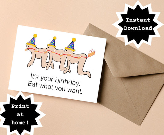 INSTANT DOWNLOAD! Print At Home! Human Centipede Funny Inappropriate Birthday Card