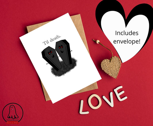 Gothic Horror Coffin Cute Wedding Love Card