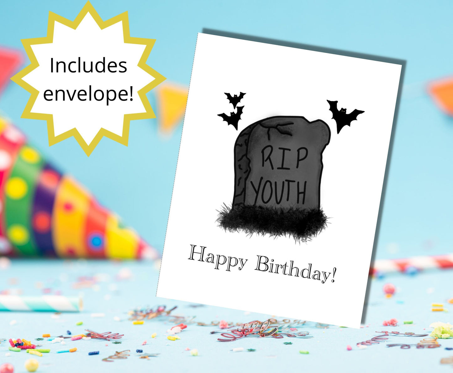 RIP Youth Goth Halloween Horror Funny Birthday Card