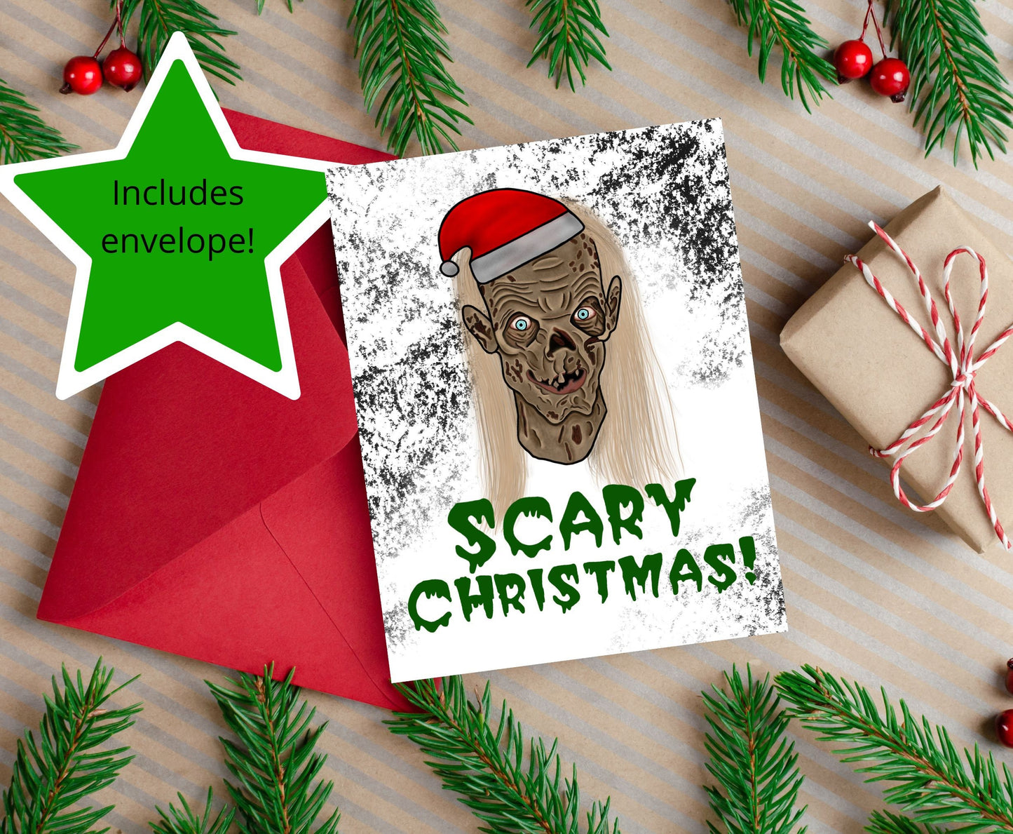 Tales From The Crypt Keeper Zombie Horror Holiday Scary Christmas Card