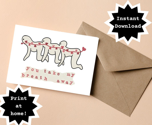 INSTANT DOWNLOAD! Print At Home! Human Centipede Horror Anniversary/Valentine/Love Card