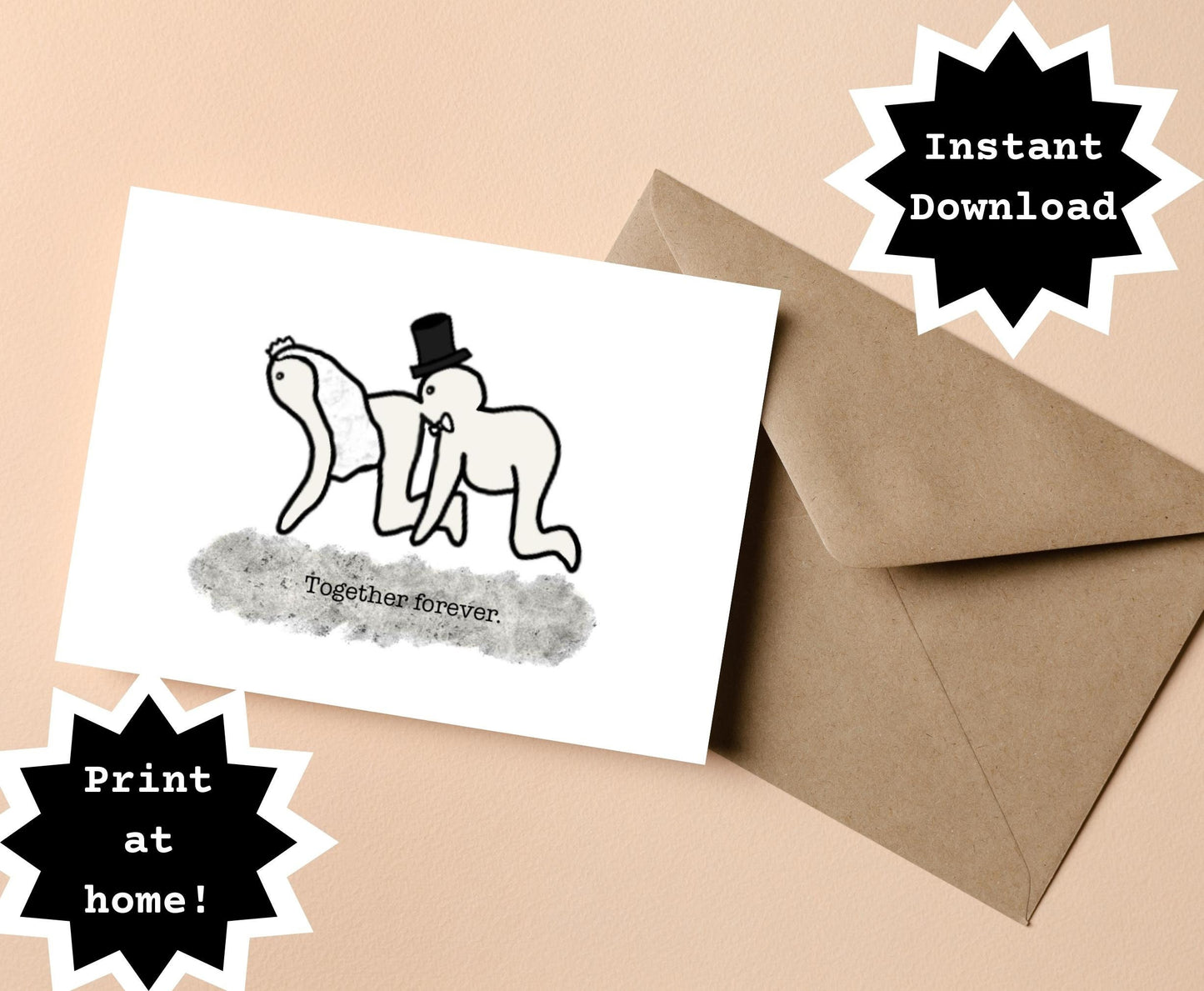 INSTANT DOWNLOAD! Print At Home! Human Centipede Funny Wedding Engagement Card