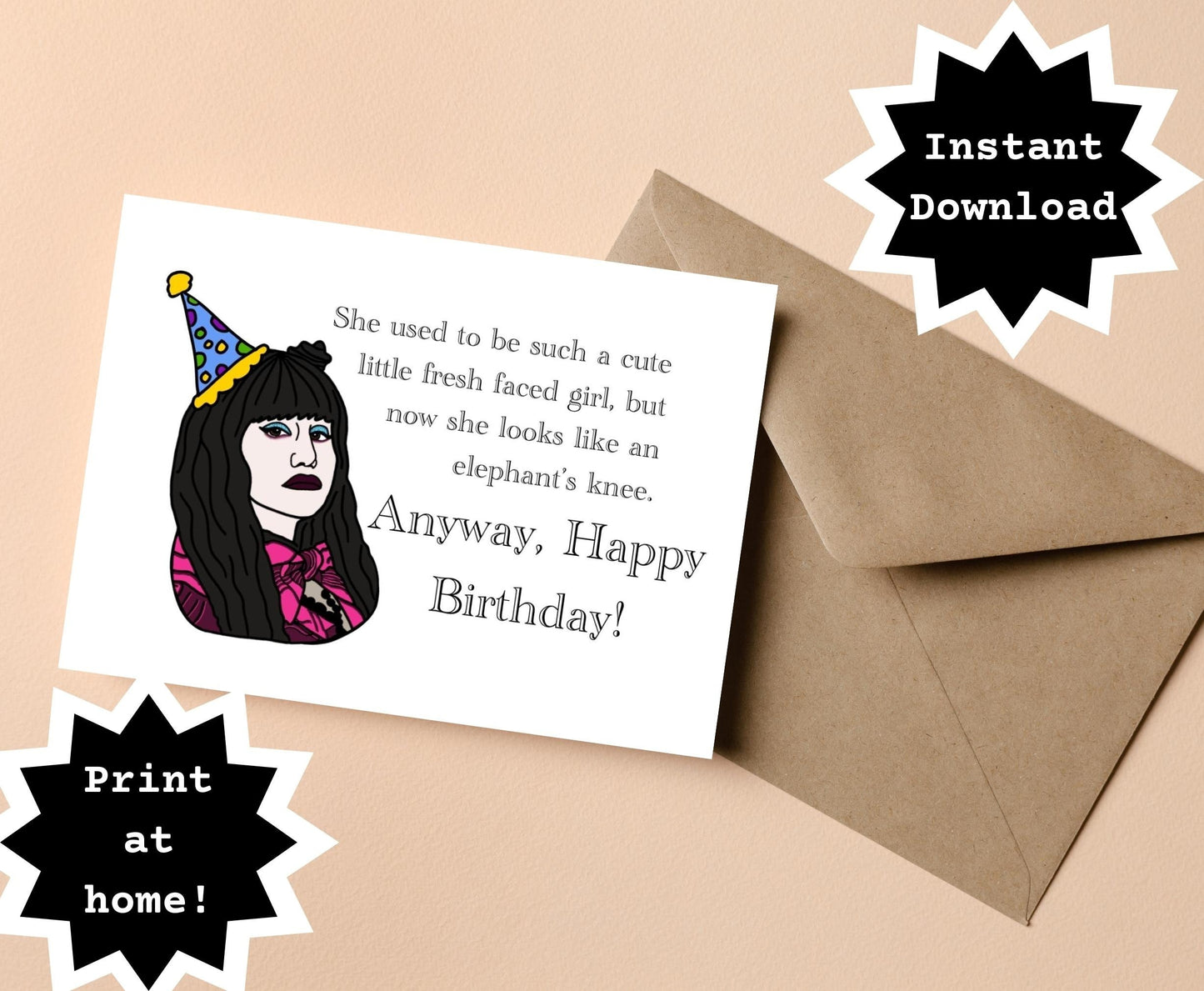 INSTANT DOWNLOAD! Print At Home! Nadja Vampire What We Do In The Shadows Funny Sassy Birthday Card