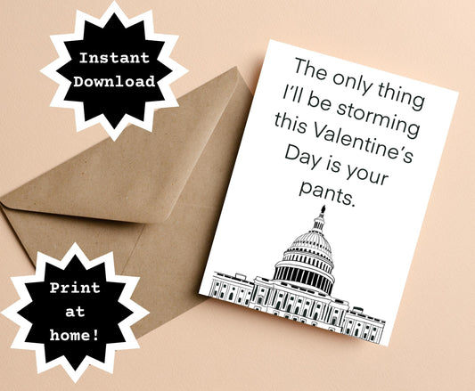 INSTANT DOWNLOAD! Print At Home! US Capitol Funny Love Valentine's Day Greeting Card