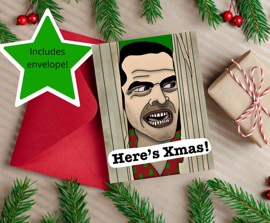 Jack Nicholson The Shining Here’s Johnny Scene Horror Christmas Holiday Card