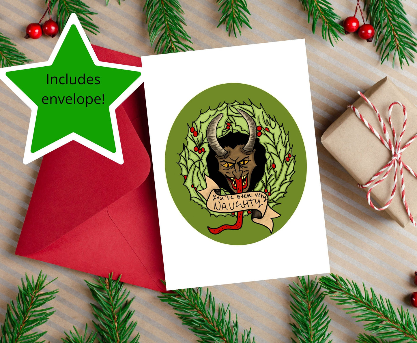 Krampus Naughty Horror Holiday Christmas Card